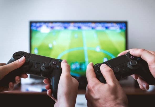 Gaming monitor displaying fast-paced action with visible motion