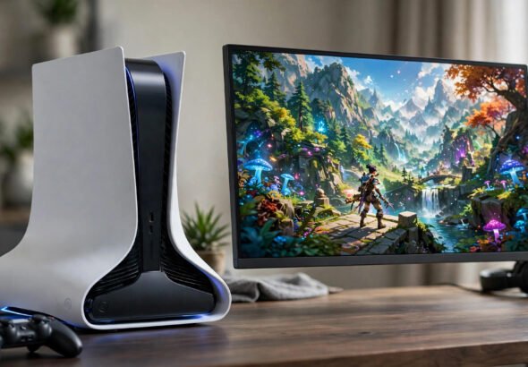 PlayStation 5 console connected to a 4K gaming monitor