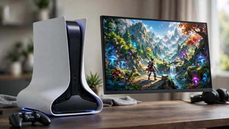PlayStation 5 console connected to a 4K gaming monitor