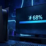 PS5 console downloading a game with a progress bar.