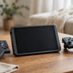Nintendo Switch OLED console on a living room table