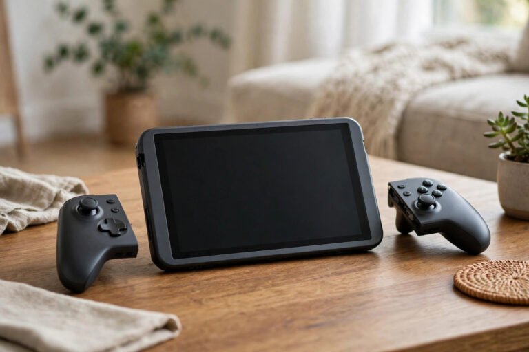 Nintendo Switch OLED console on a living room table