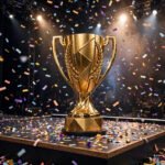 Esports championship trophy on stage representing pro gamer earnings