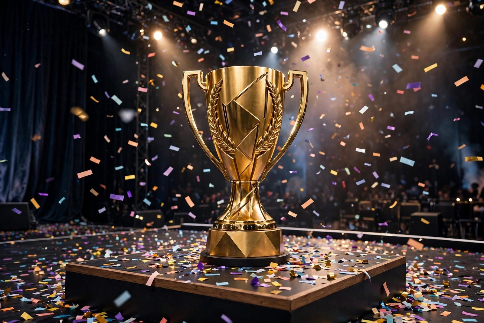 Esports championship trophy on stage representing pro gamer earnings